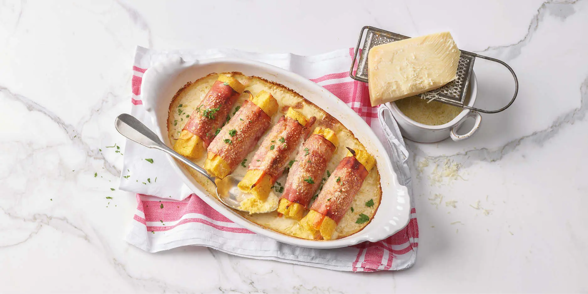 Rouleaux de polenta et de jambon