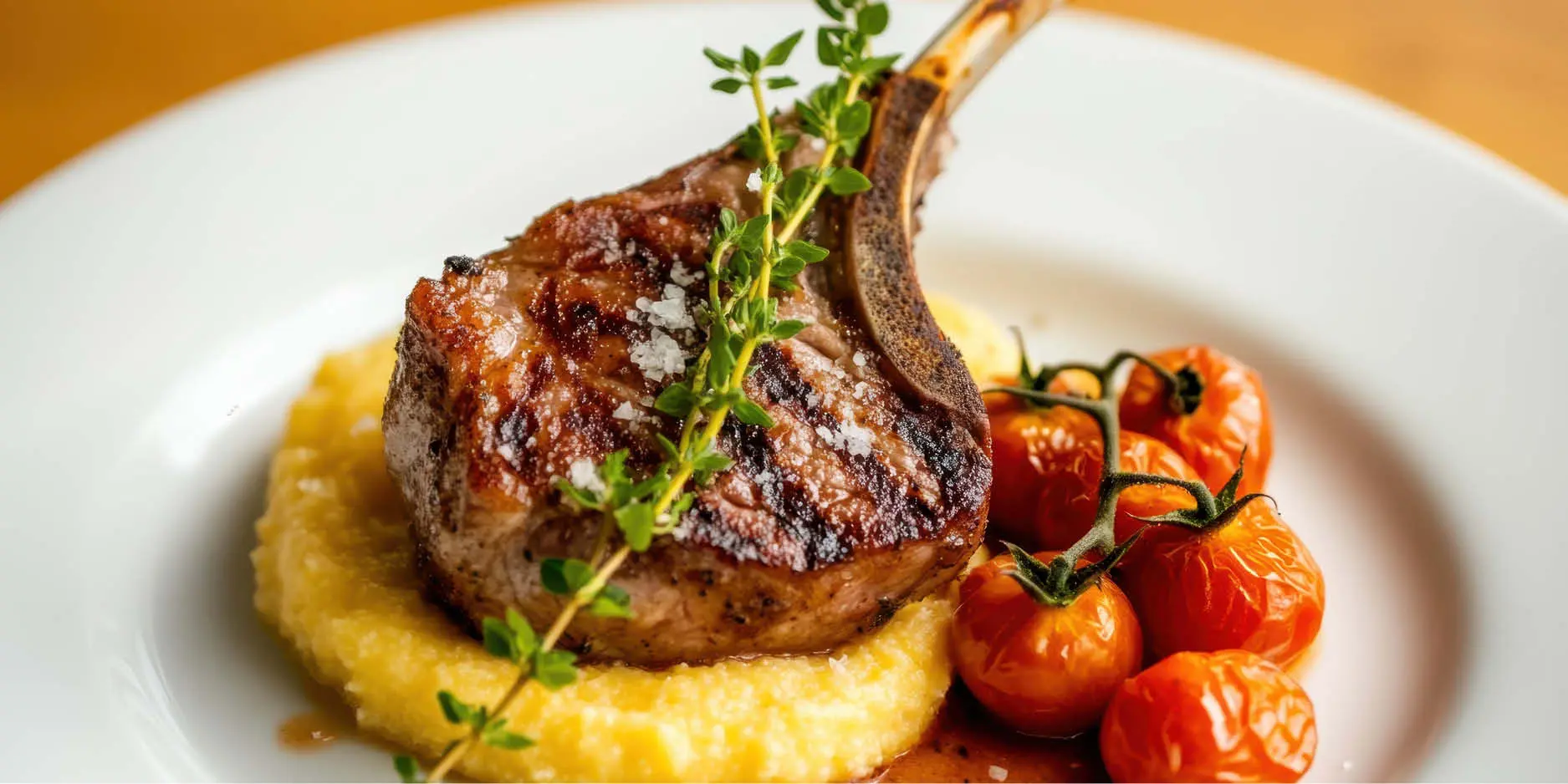 Polenta integrale ticinese con braciola di maiale